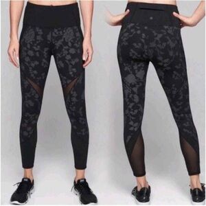 Athleta Leggings Women Black Moonlight Precision 7/8 Mesh Running Athletic